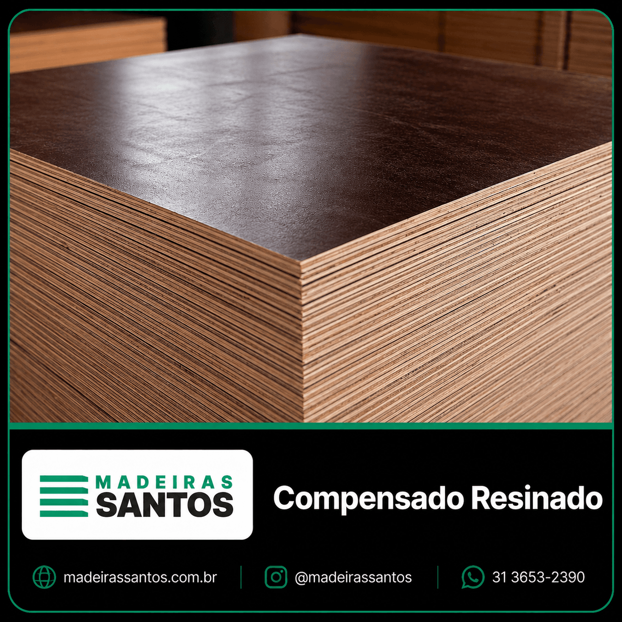 Compensado resinado para obra, fechamento e uso geral na Madeiras Santos