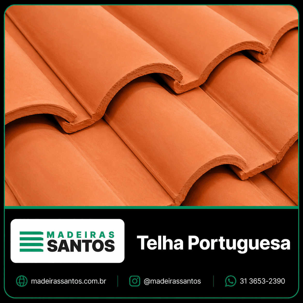 Telha portuguesa para cobertura disponível na Madeiras Santos