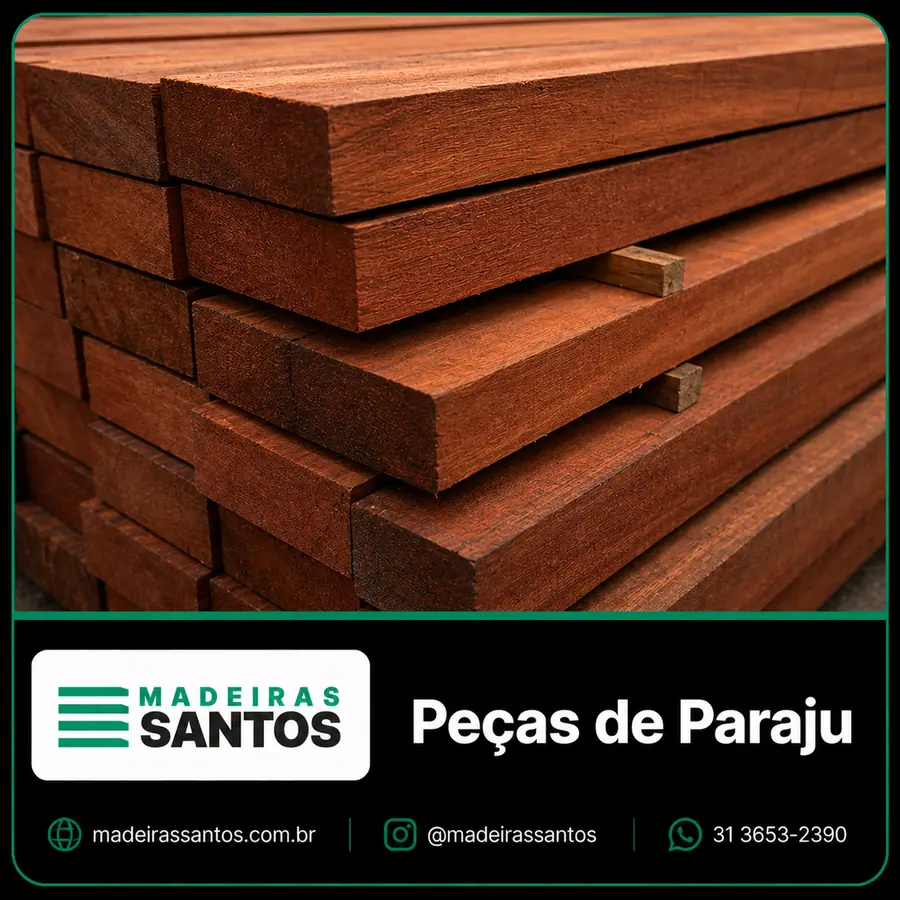 Peças de Paraju e madeira para telhado disponíveis na Madeiras Santos