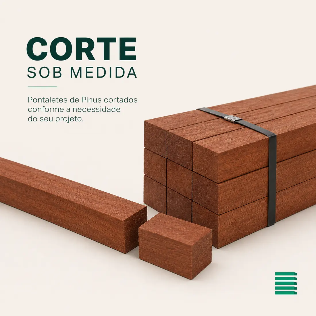 Peças de madeira e chapas preparadas para corte sob medida e desengrosso