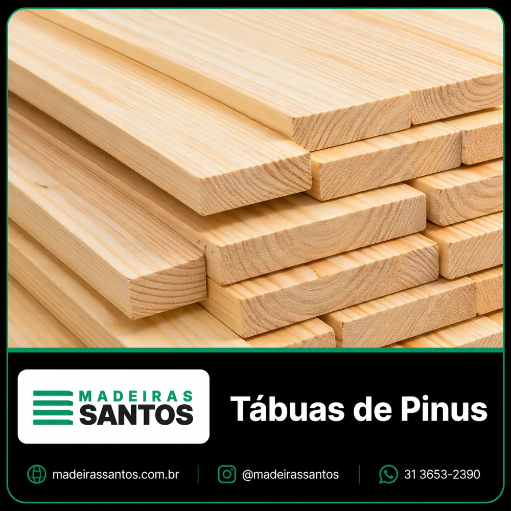 Tábuas de Pinus para obra, reforma e uso geral na Madeiras Santos